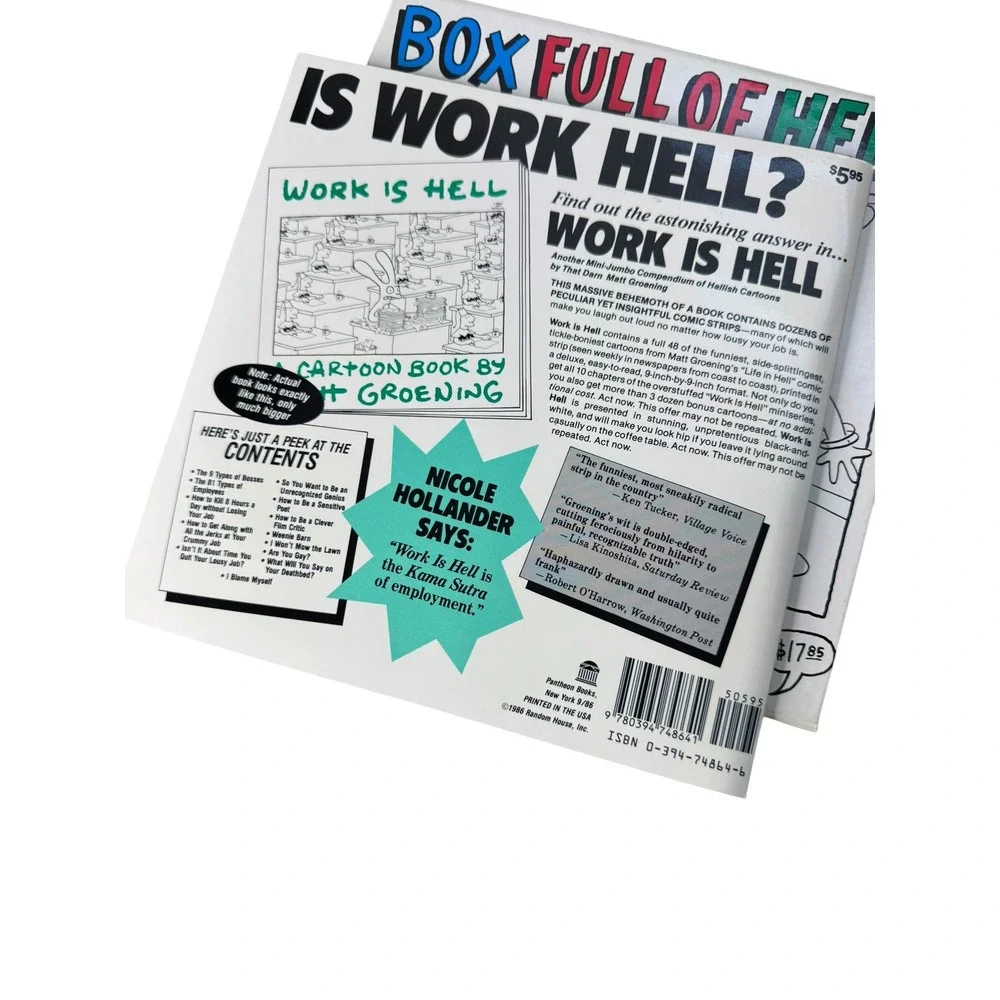 Matt Groening Box Full of Hell 1988 Slipcase Set of 3 Love School Work is Hell
